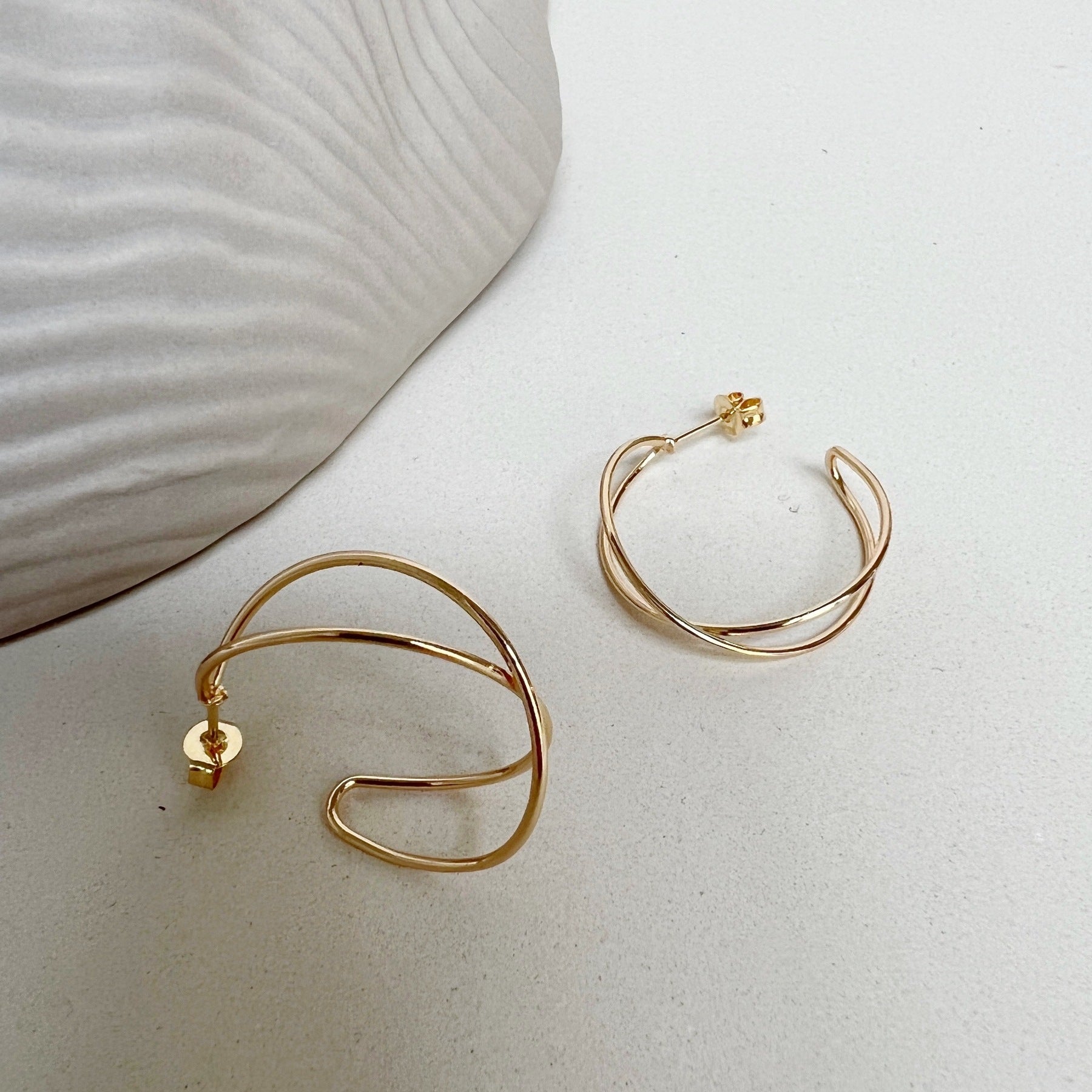 Mia Earrings Large - 18 carat gold plated