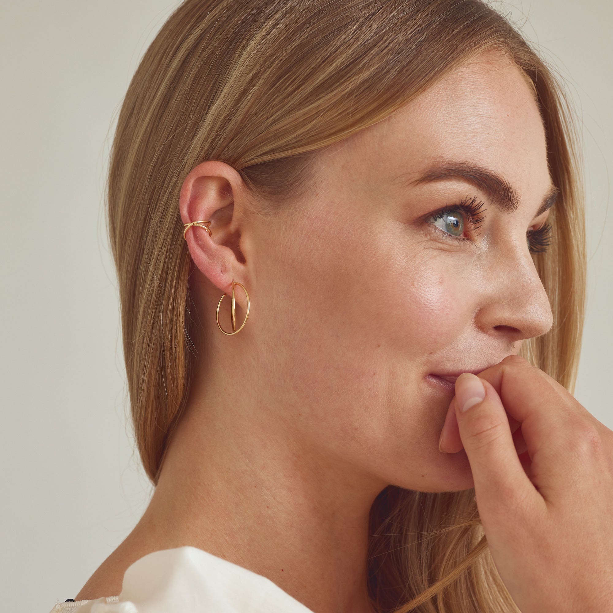 Mia Earrings Large - 18 carat gold plated