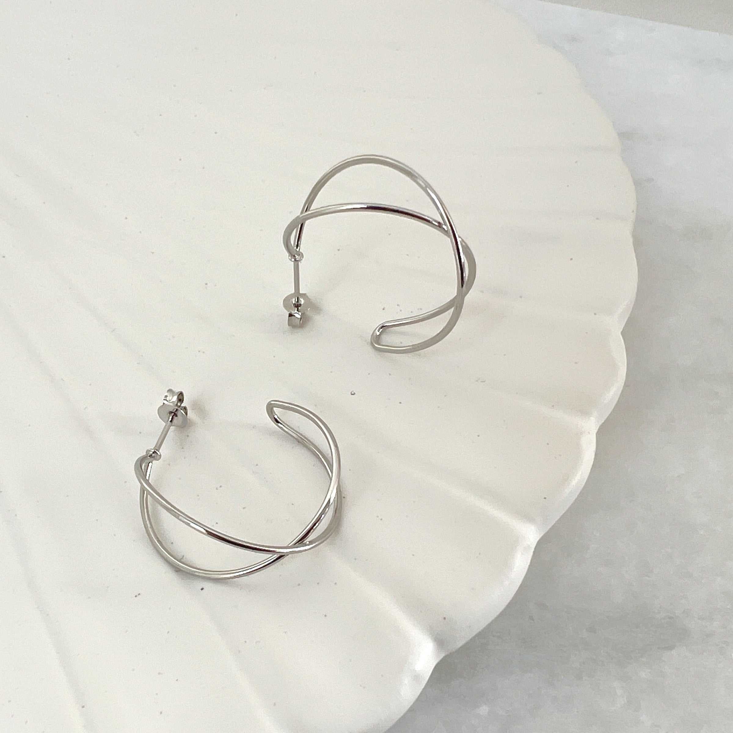 Mia Earrings Large - Silver Plated