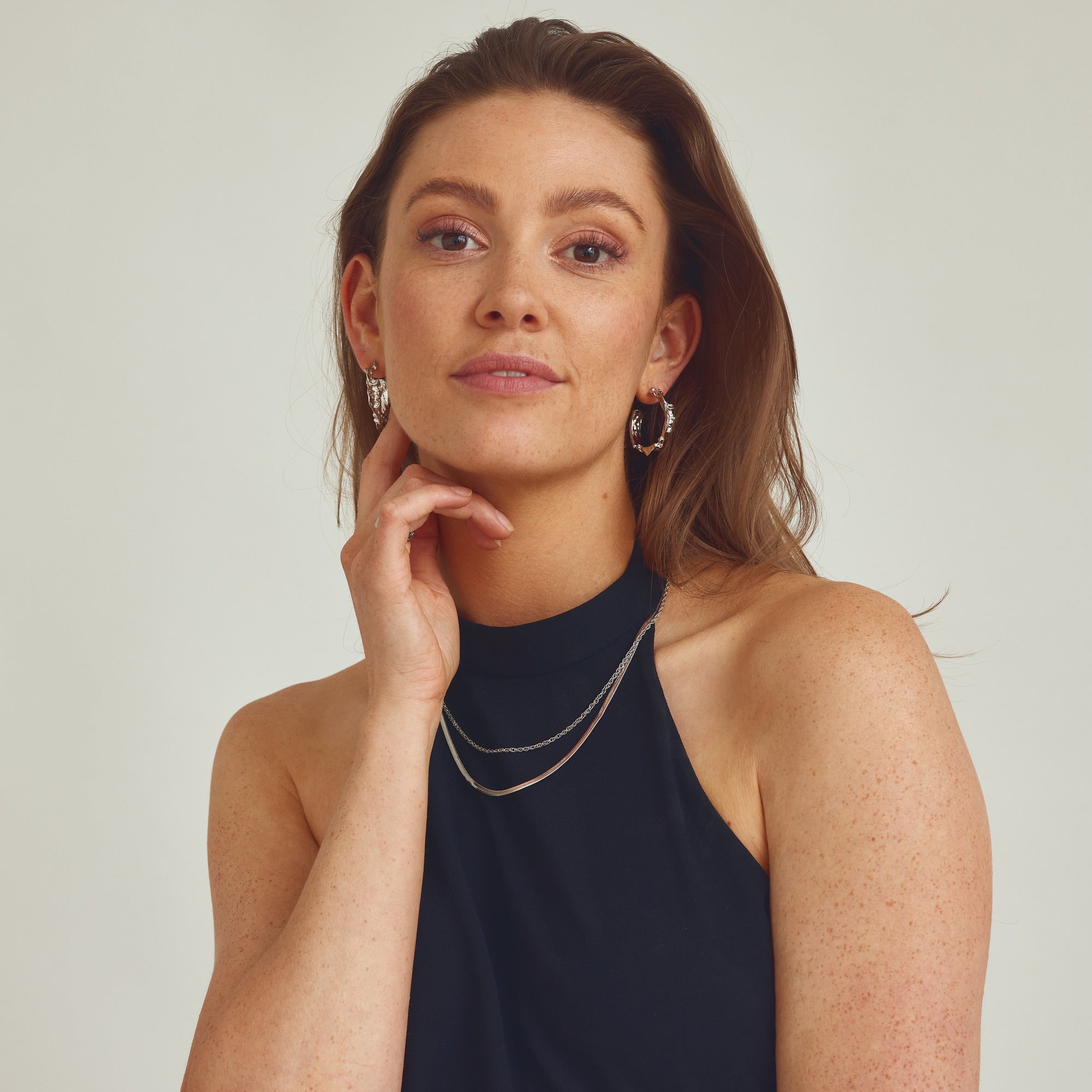 Noelle Earrings Large - Silver Plated