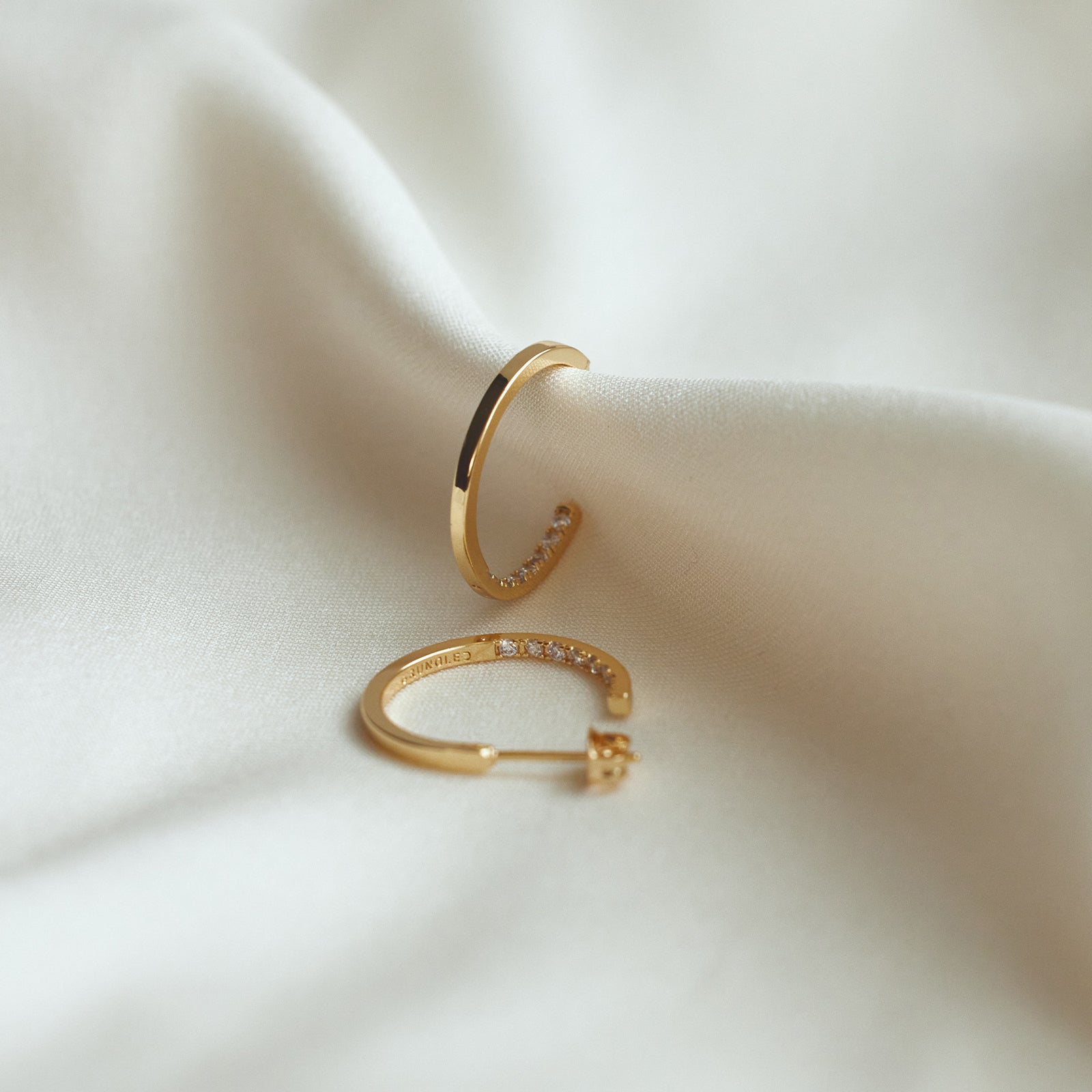 Mille Earrings Large - Zirconia - 18 carat gold plated