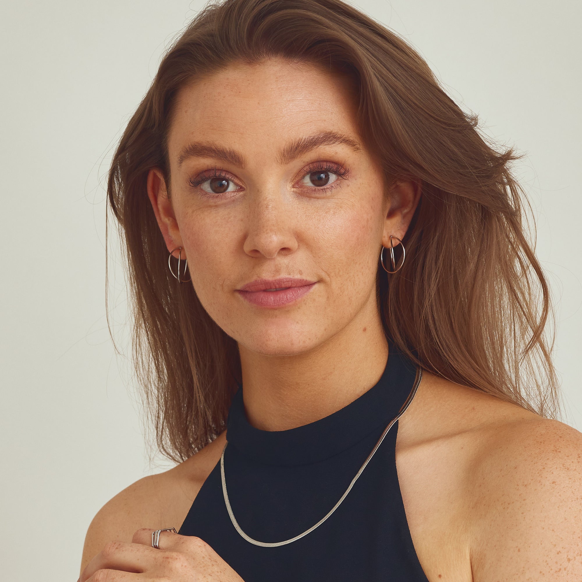 Mia Earrings Large - Silver Plated