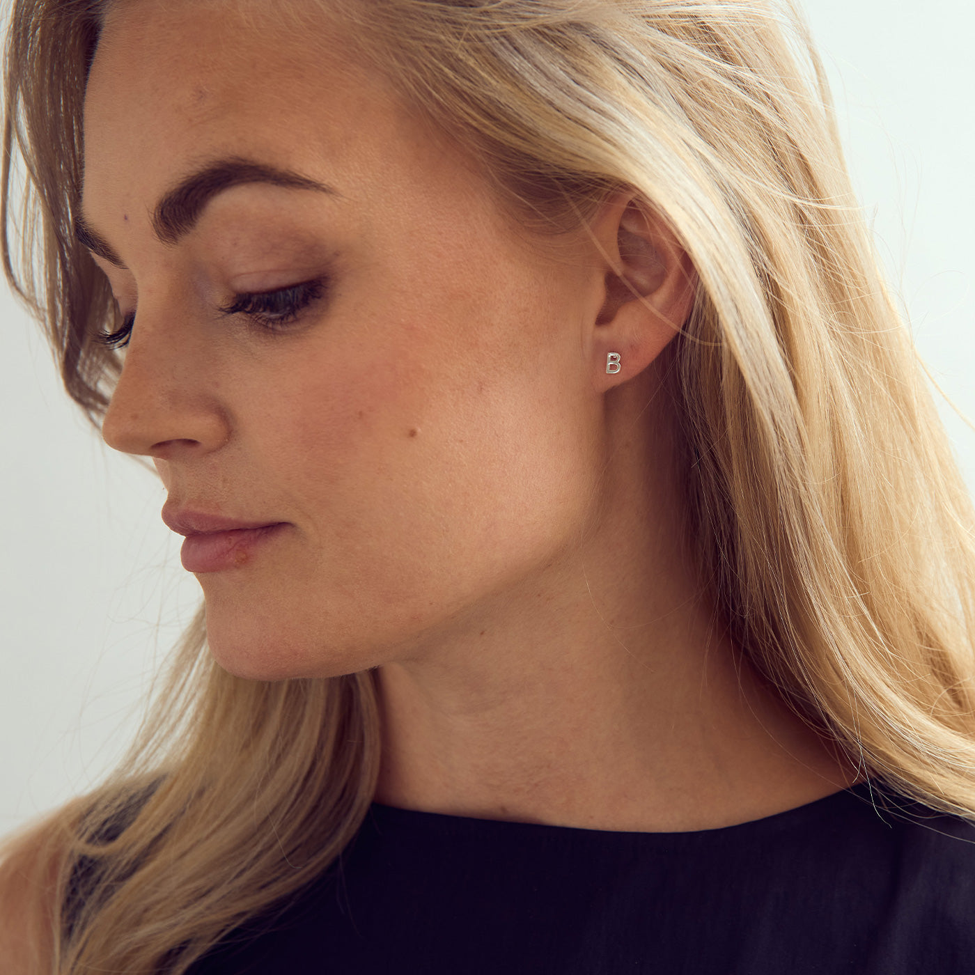 Letter Stud Earrings A-Z - Silver Plated