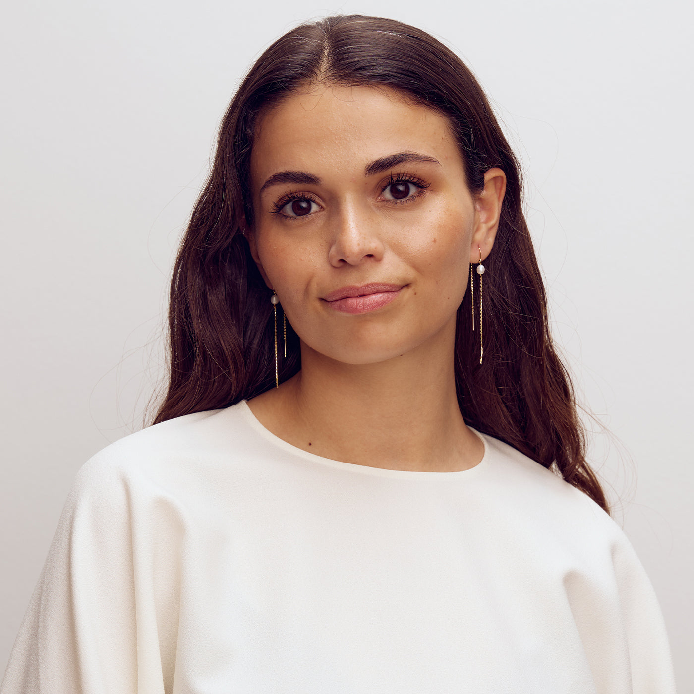 Kirstine Chain Earrings with pearls - 18 carat gold plated