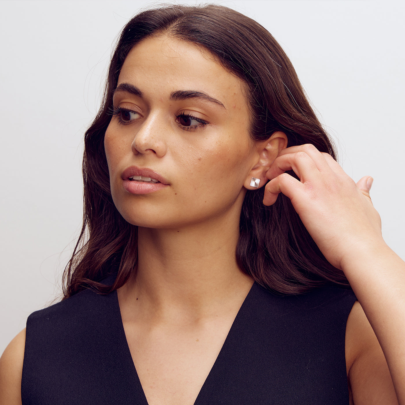 Scarlett Square Stud Earrings - Silver Plated