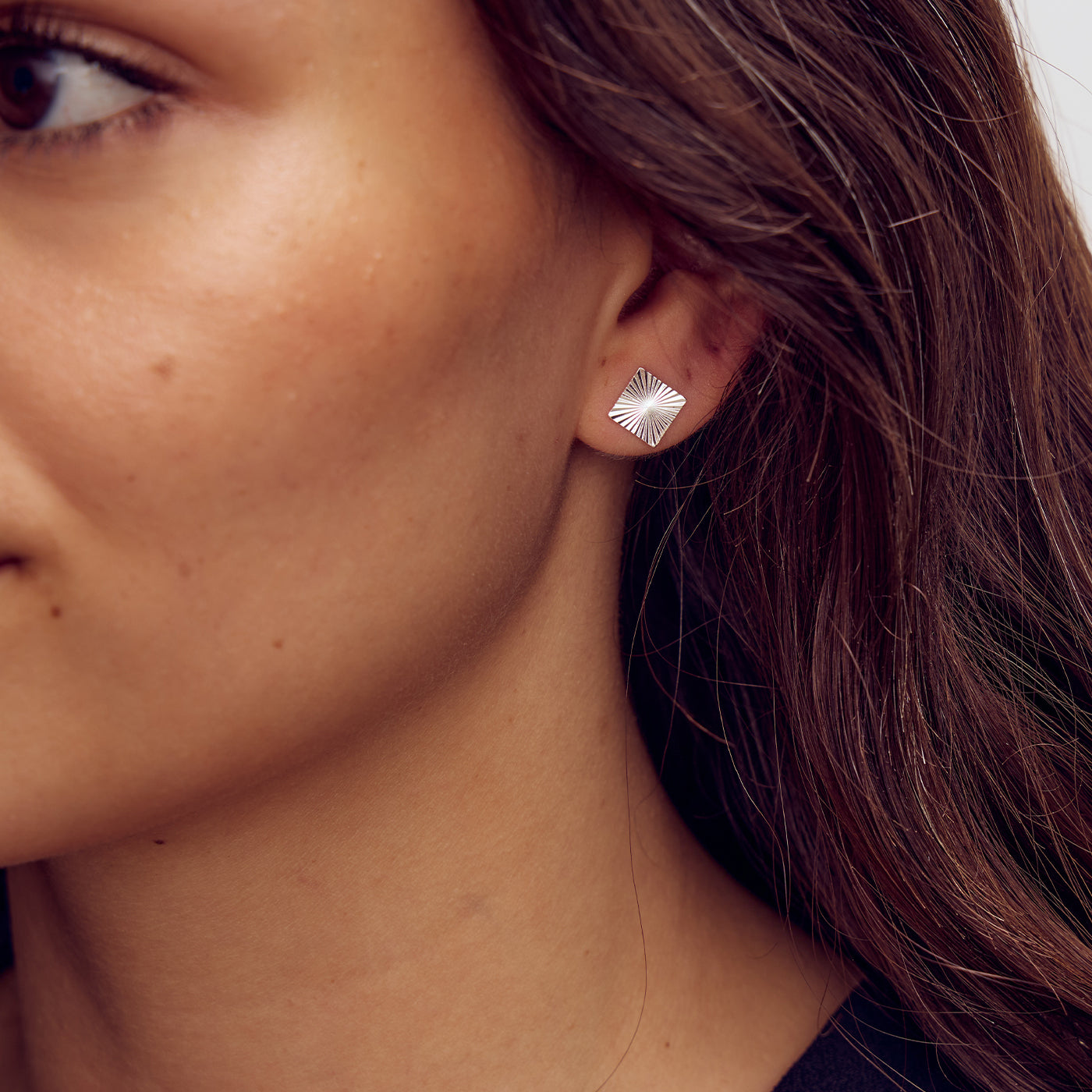 Scarlett Square Stud Earrings - Silver Plated