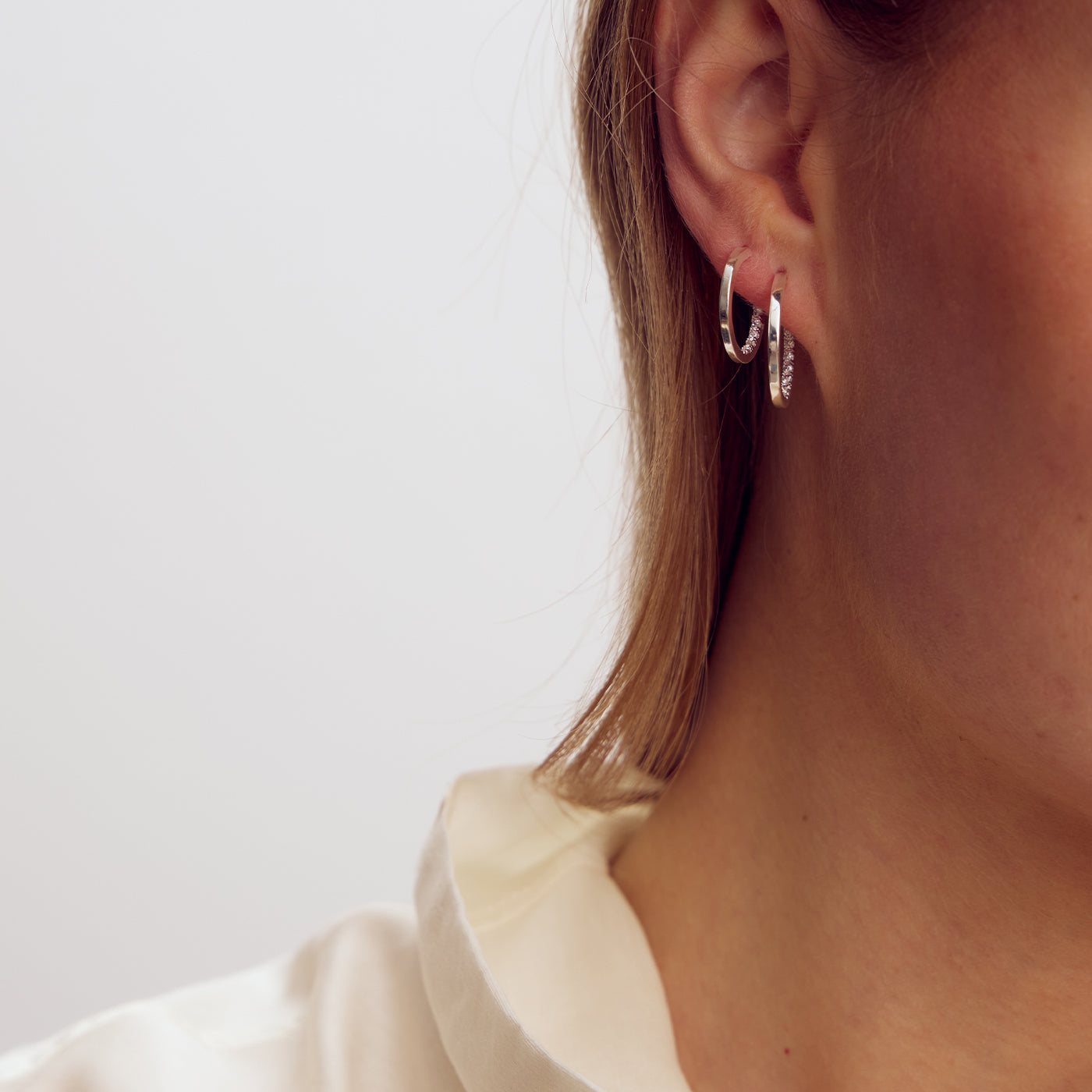 Mille Earrings Large - Zirconia - Silver Plated