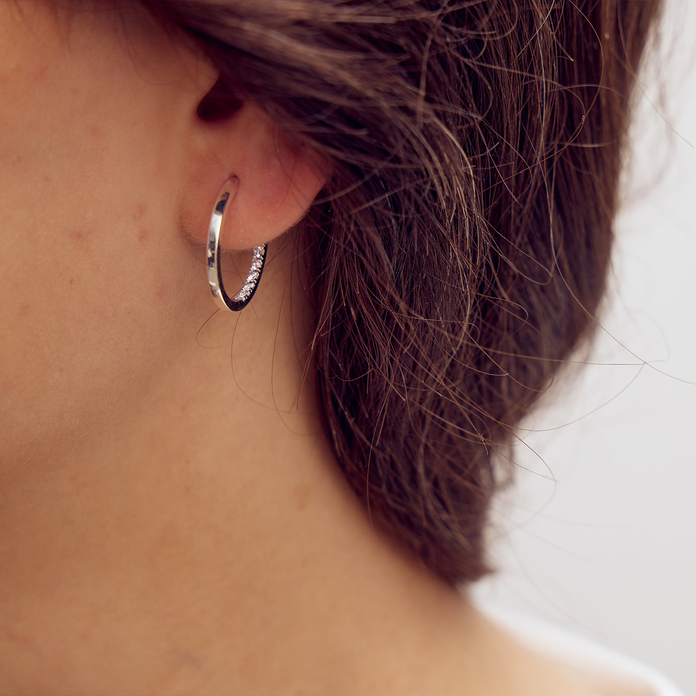 Mille Earrings Large - Zirconia - Silver Plated