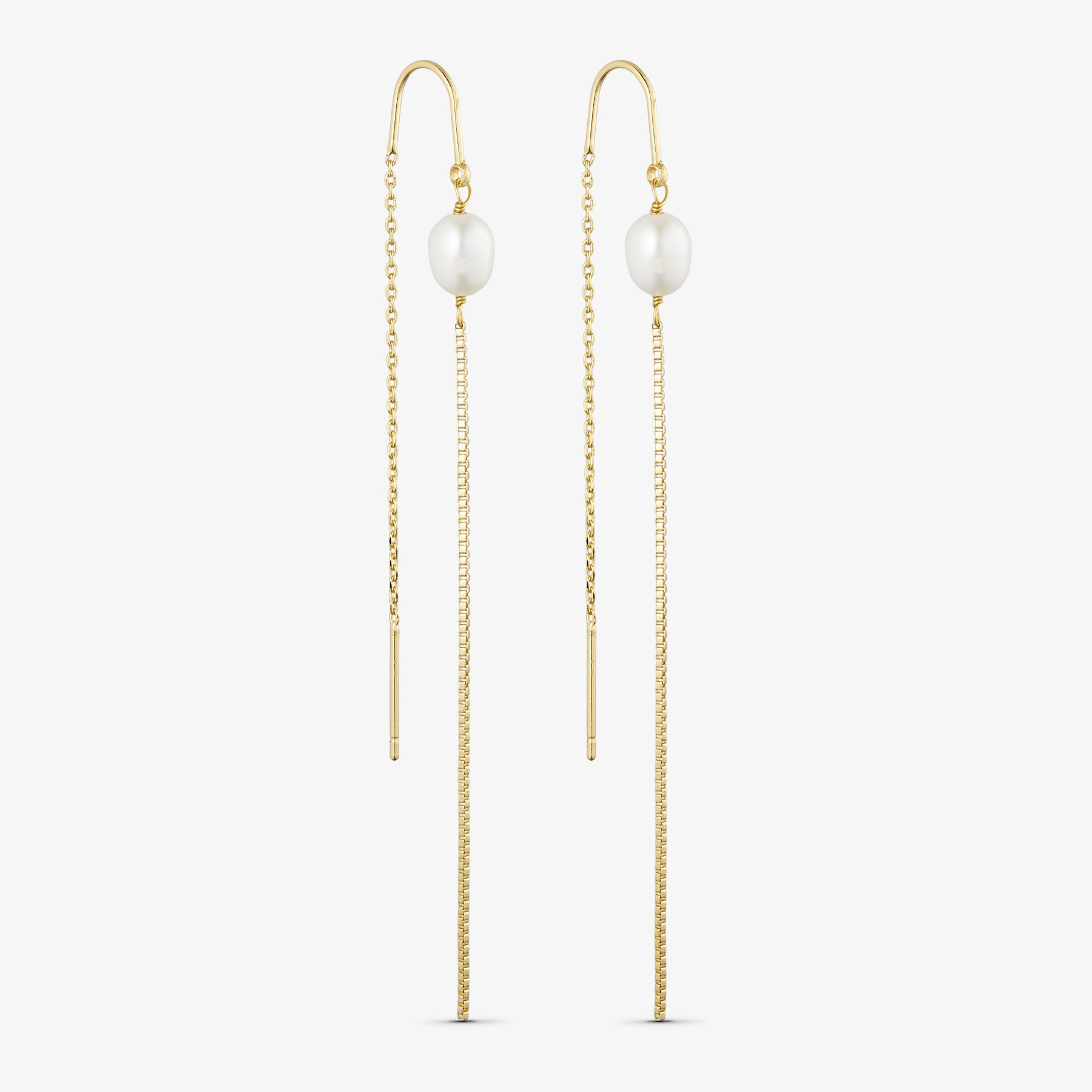 Kirstine Chain Earrings with pearls - 18 carat gold plated
