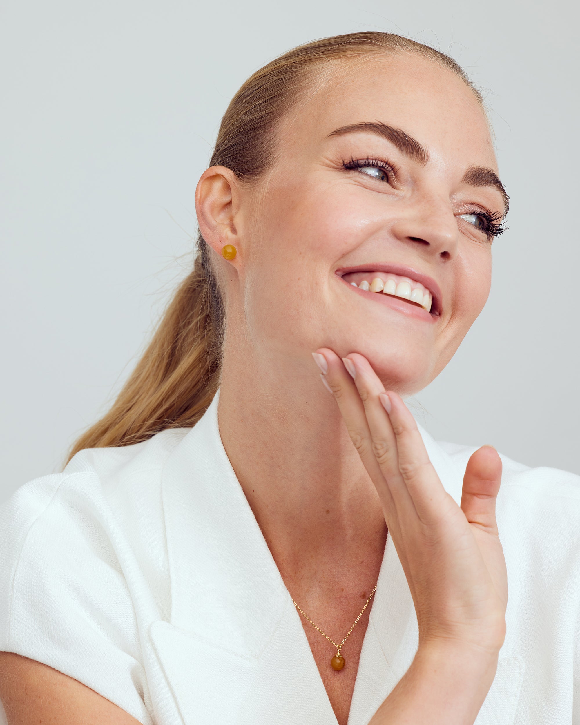Aura Stud Earrings - Earth Glow - 18 carat gold plated