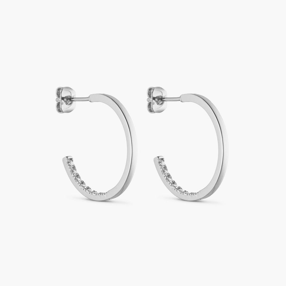 Mille Earrings Large - Zirconia - Silver Plated