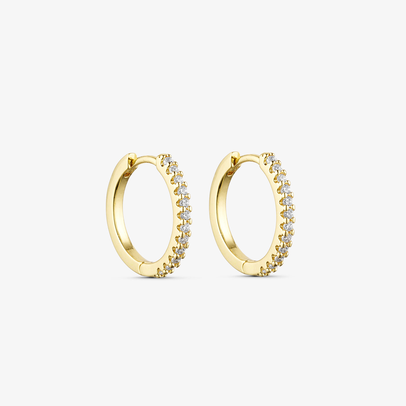 Rose Hoop Earrings Medium - Zirconia - 18 carat gold plated