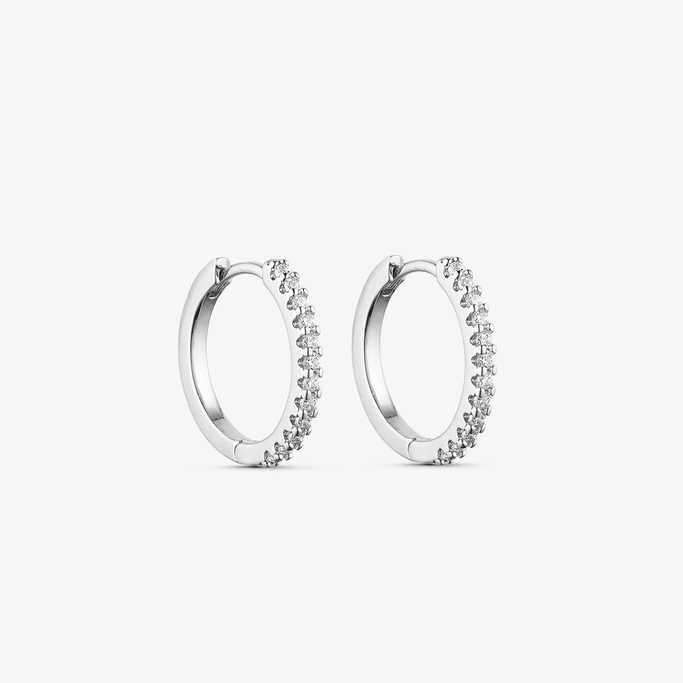 Rose Hoop Earrings Medium - Zirconia - Silver Plated