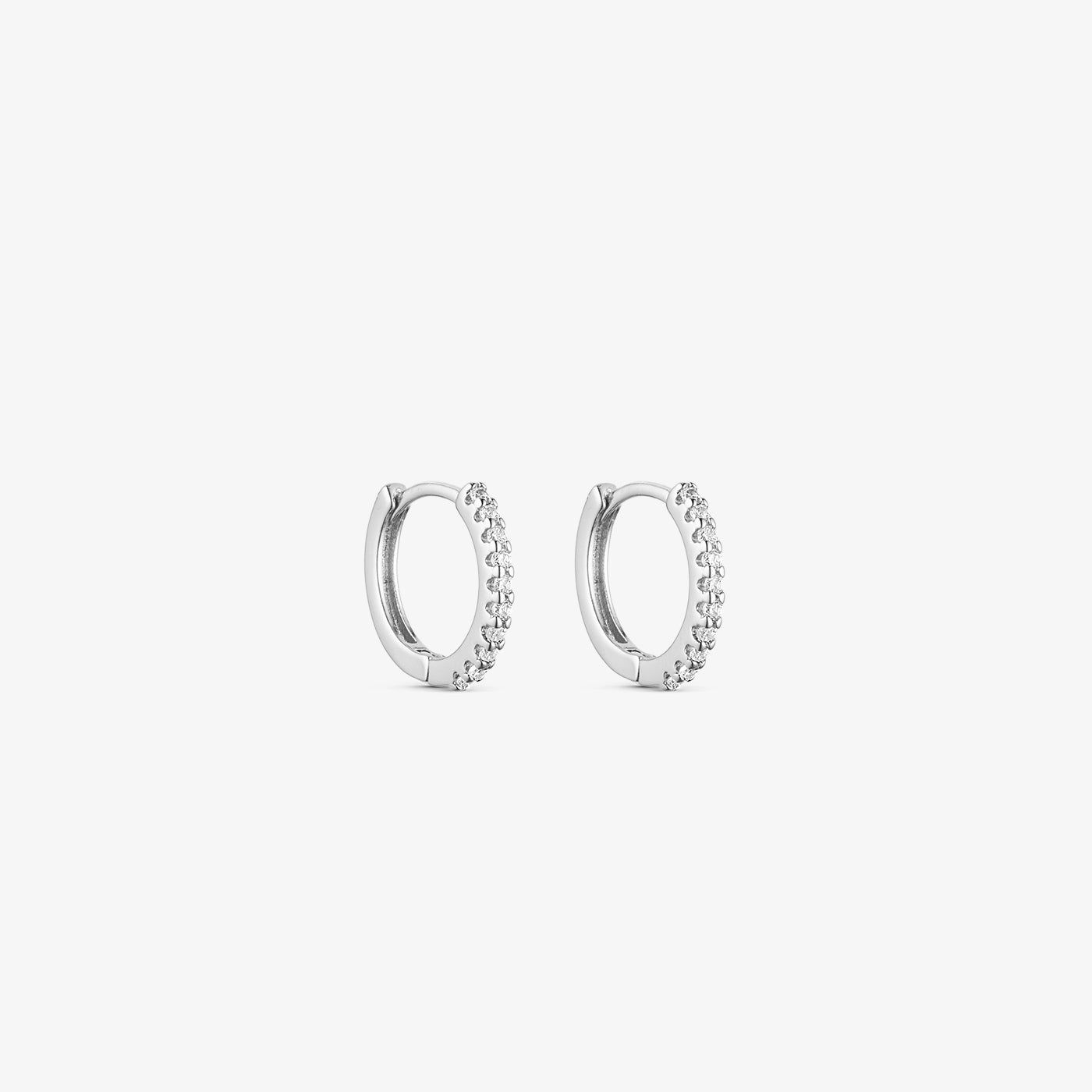 Rose Hoop Earrings Small - Zirconia - Silver Plated