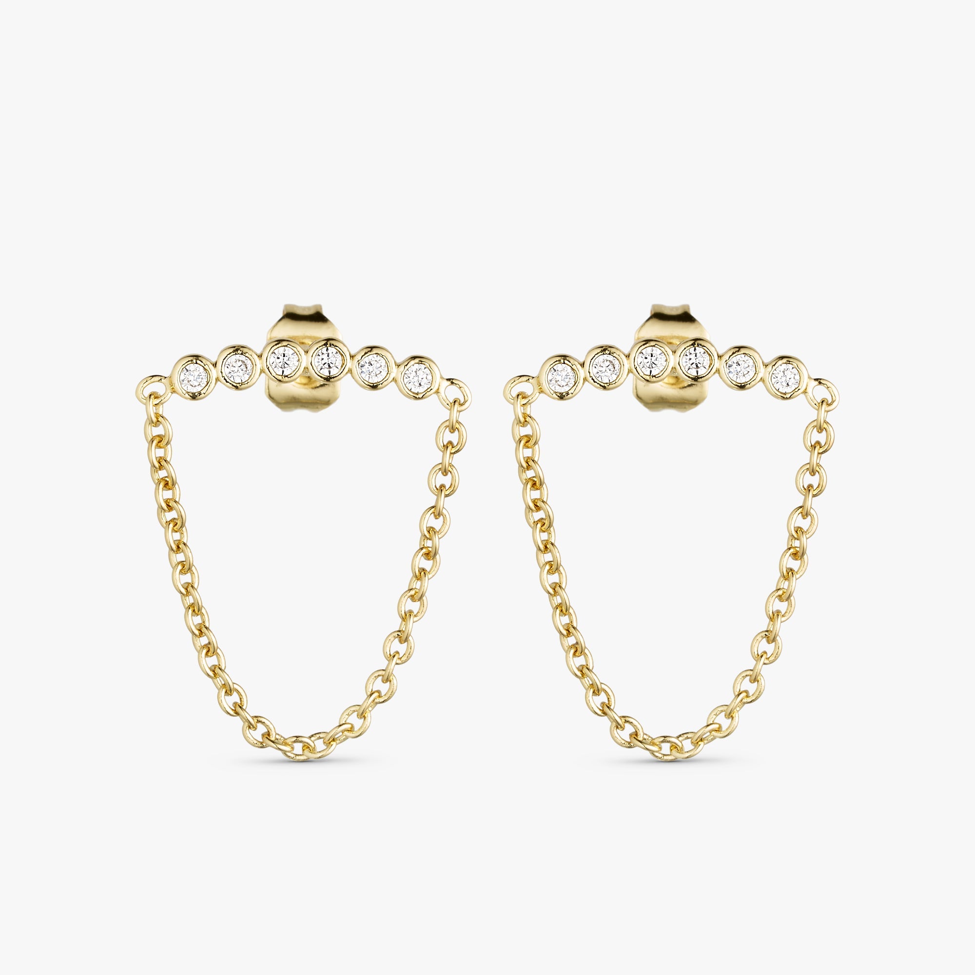 Rose Chain Earrings - Zirconia - 18 carat gold plated