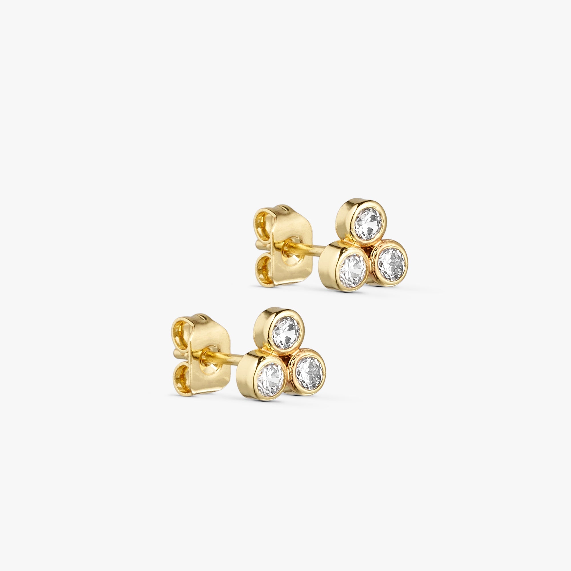 Mille Stud Earrings - Zirconia - 18 carat gold plated