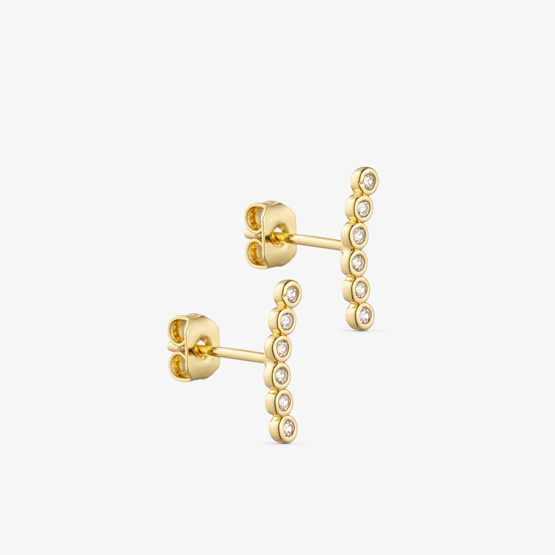 Rose Stud Earrings - Zirconia - 18 carat gold plated