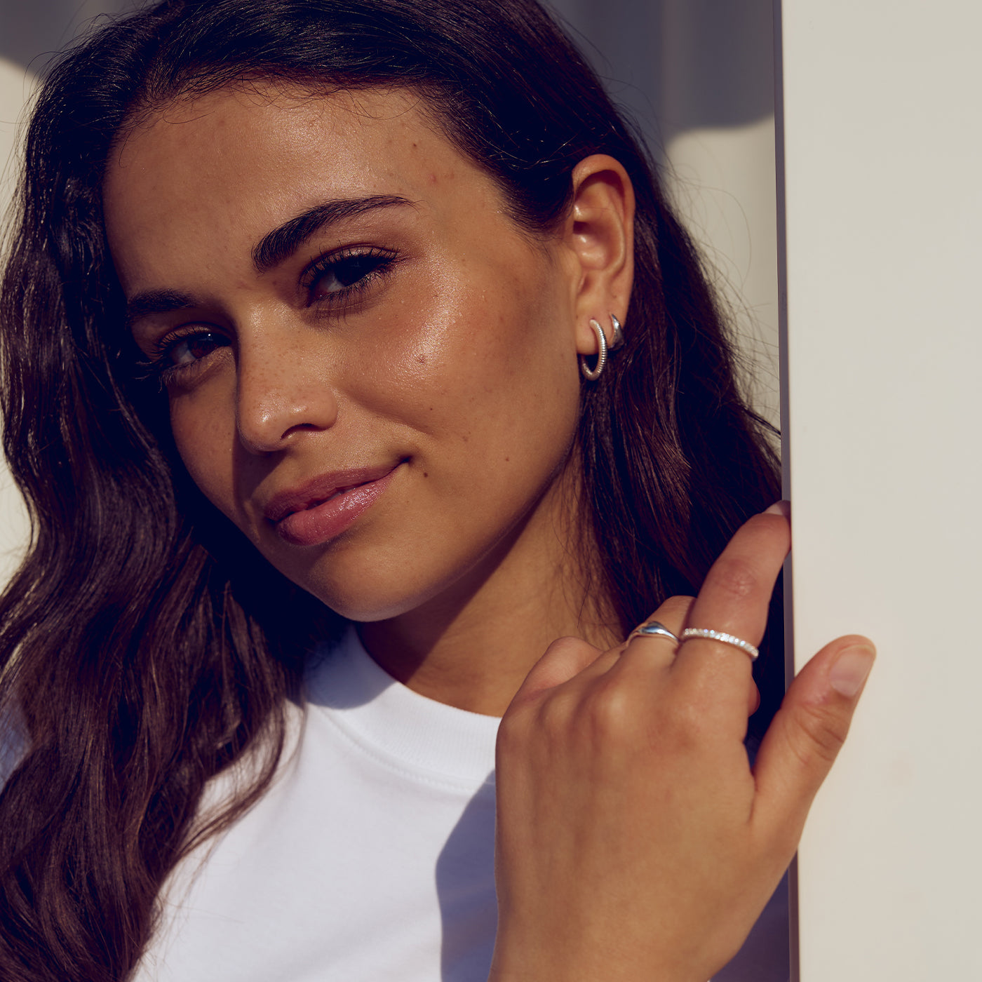 Cecilie Hoop Earrings - Silver Plated