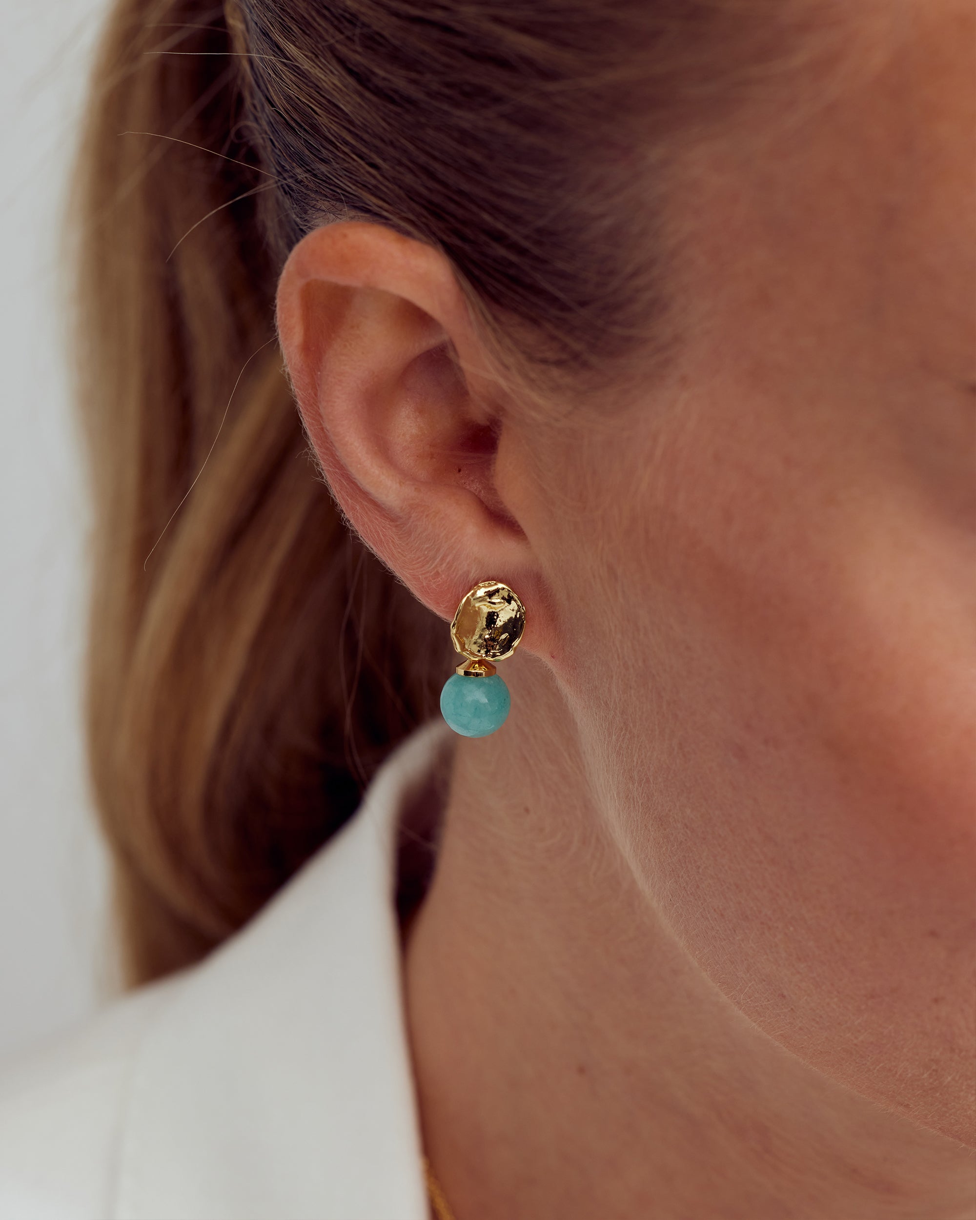 Aura Earrings - Azure Blue - 18 carat gold plated