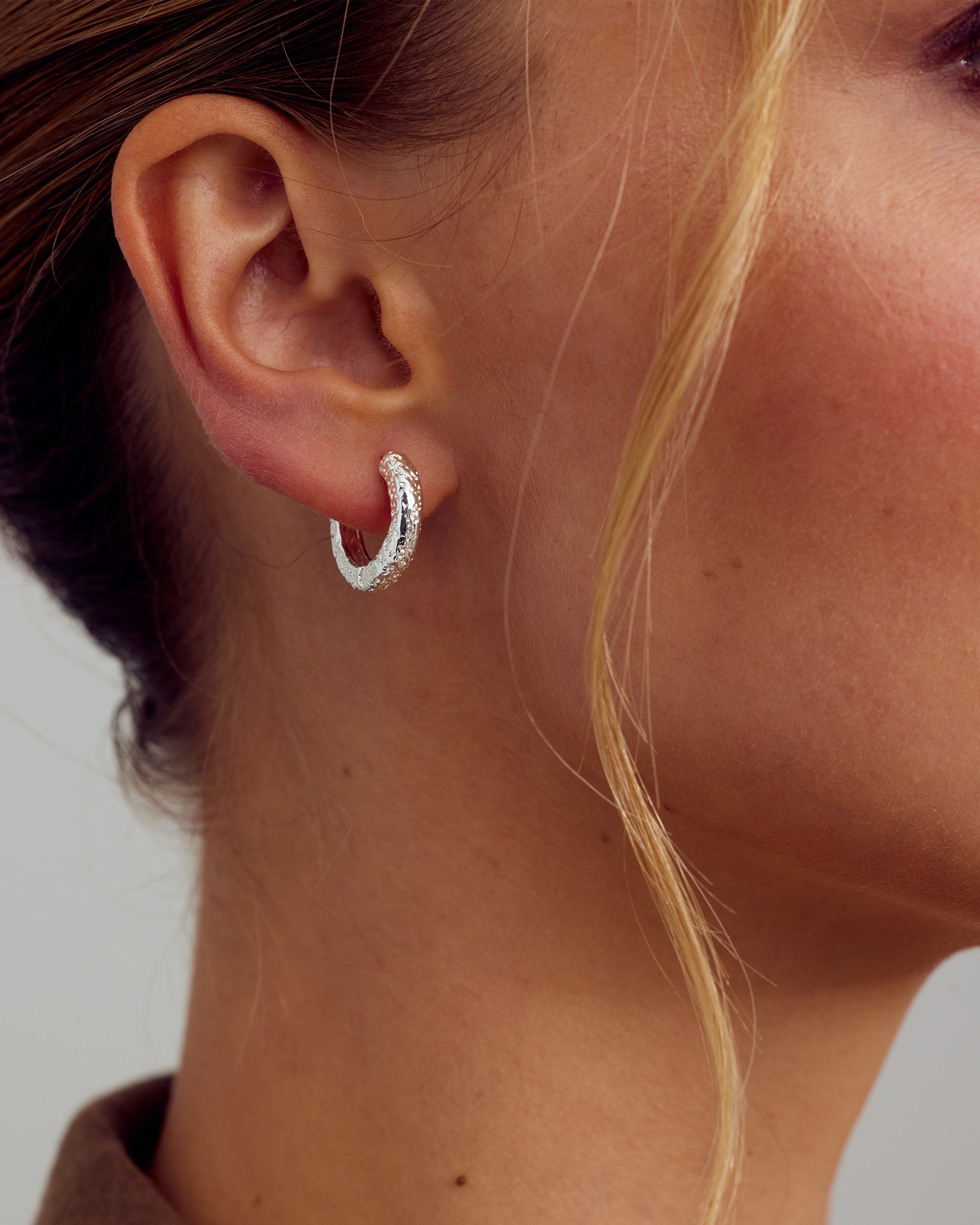 Dalia Earrings Large Hoop - Silver Plated