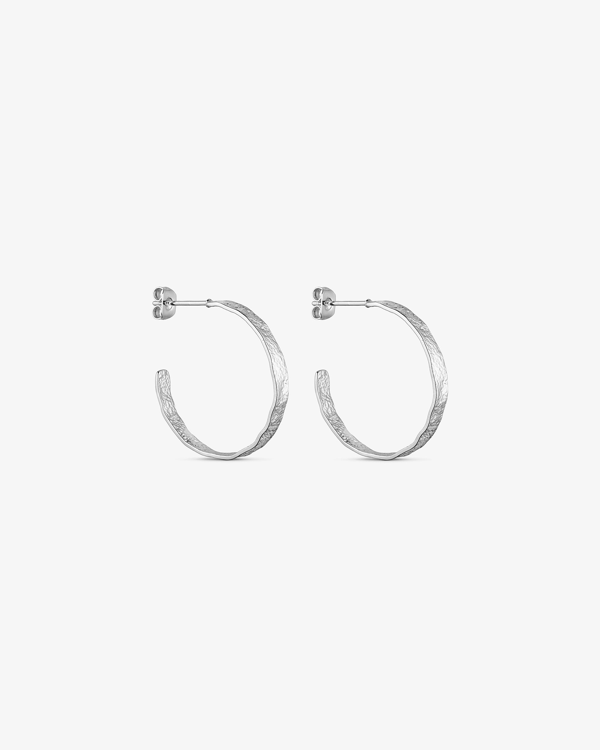 Dina Earrings Medium Hoop - Silver plated
