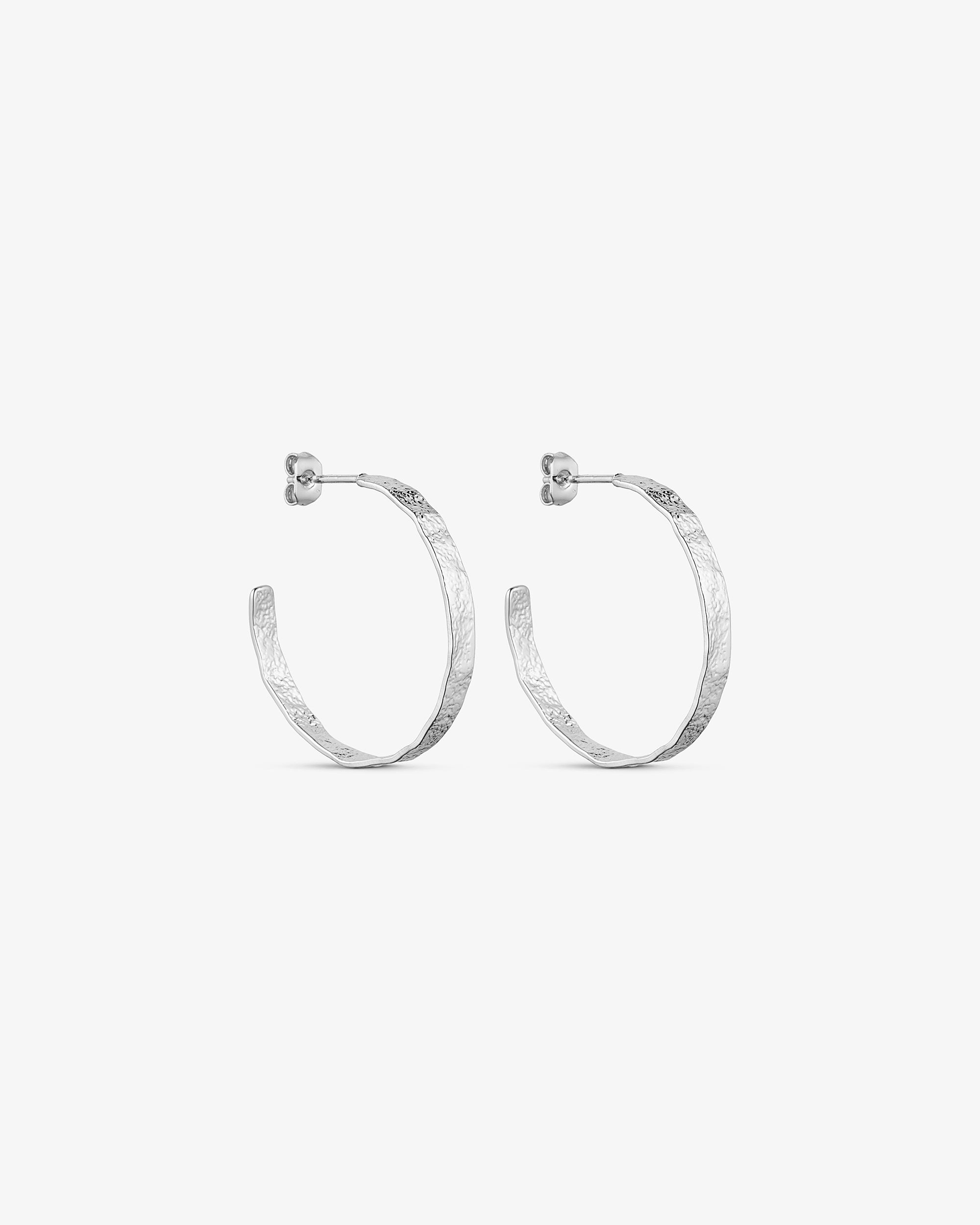 Dina Earrings Large Hoop - Silver plated