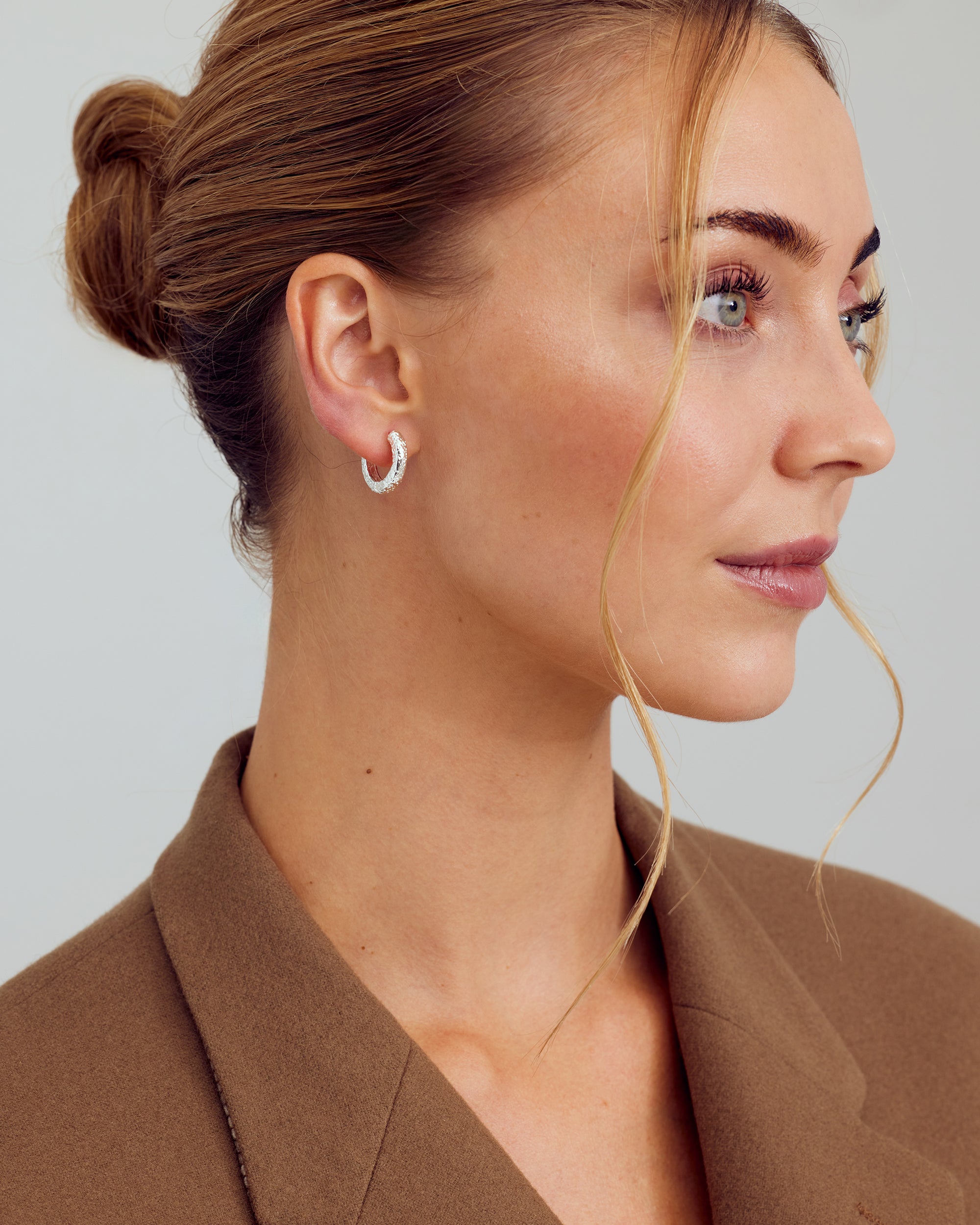 Dalia Earrings Large Hoop - Silver Plated