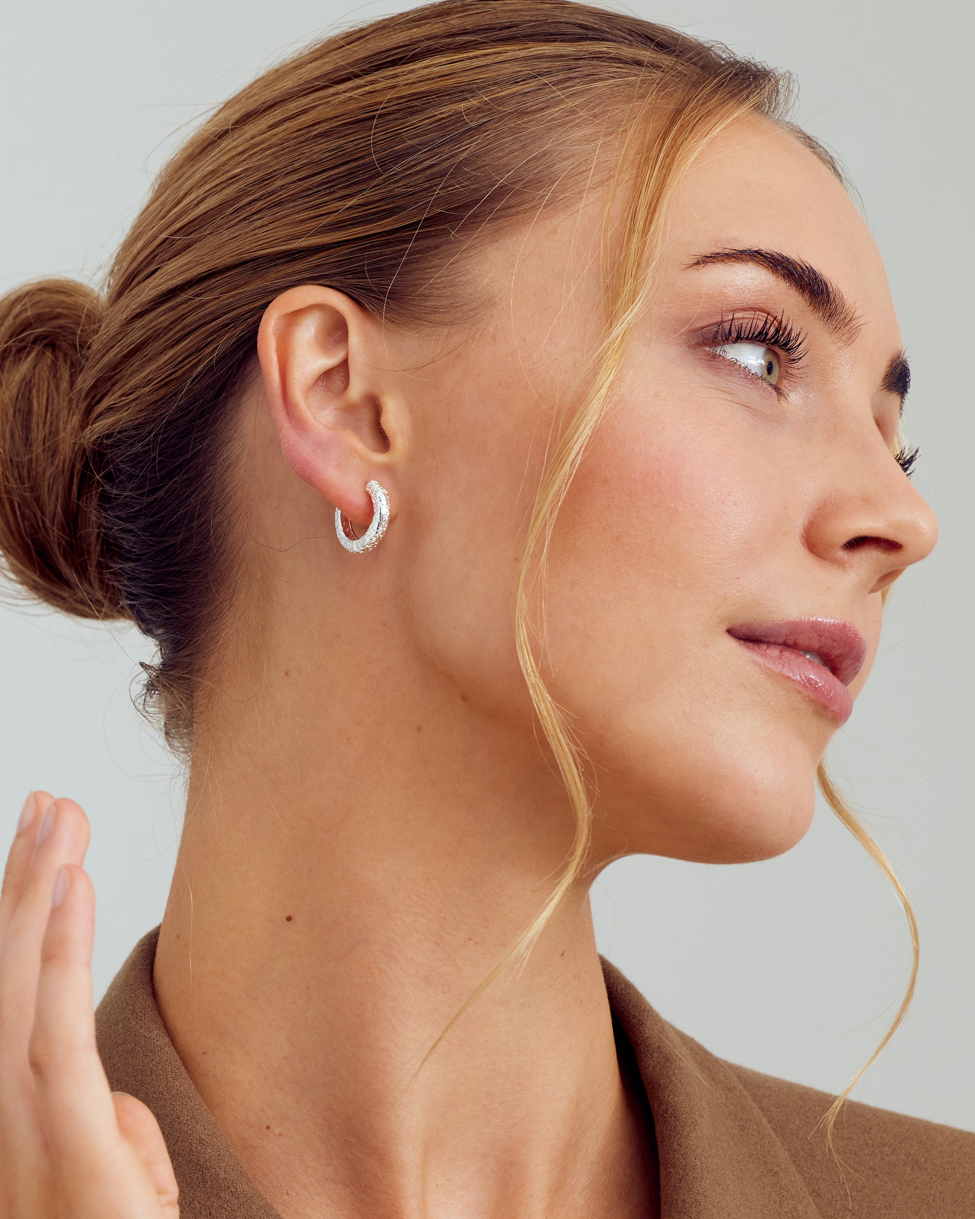 Dalia Earrings Large Hoop - Silver Plated