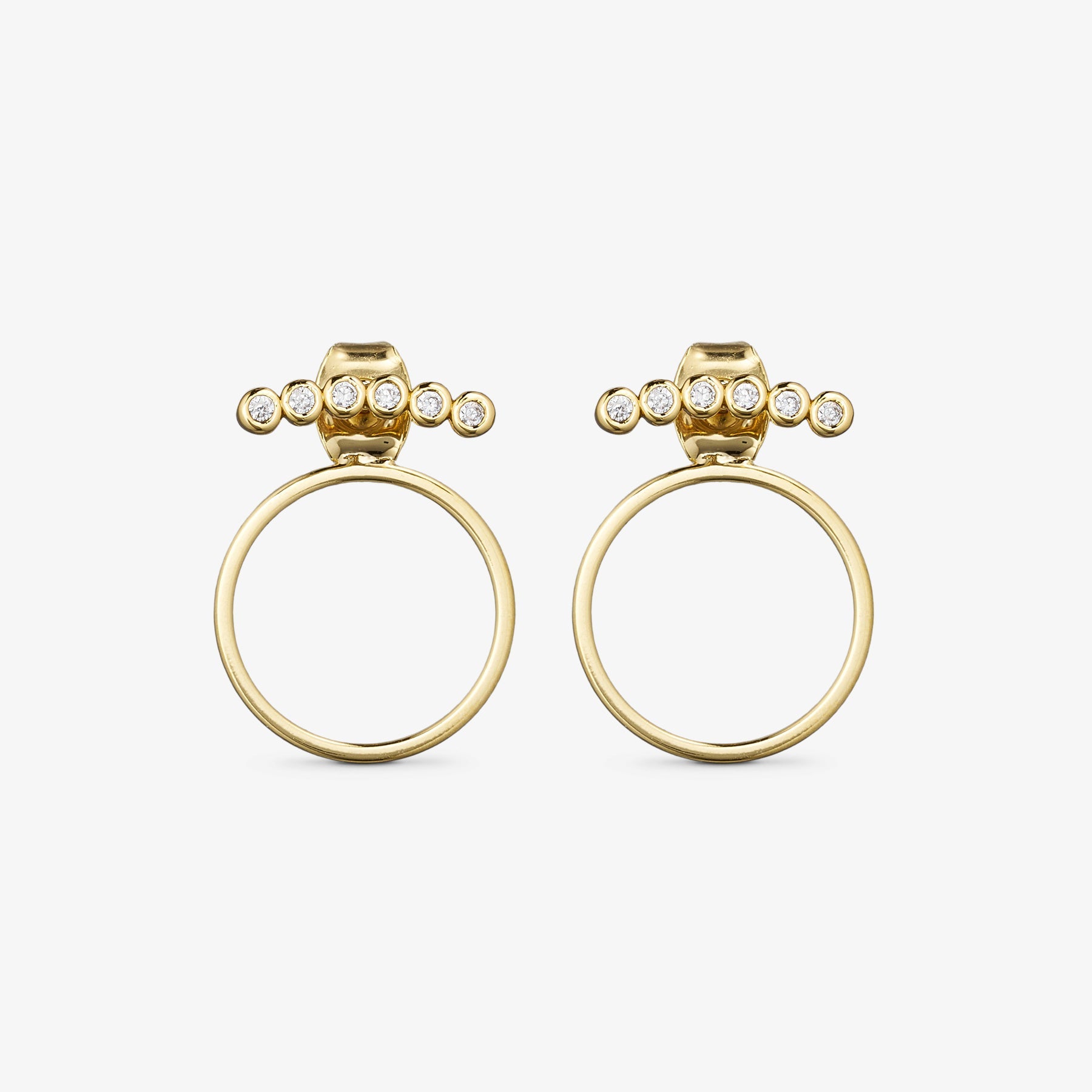 Rose Earrings - Zirconia - 18 carat gold plated