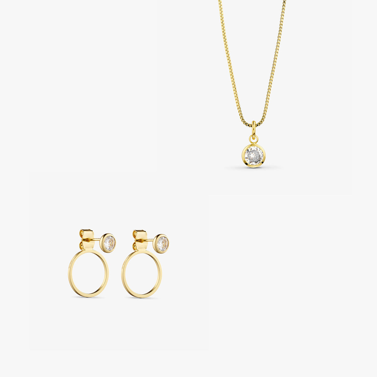 Jewelry set - Agnes Necklace / Agnes Earrings - 18 carat gold plated