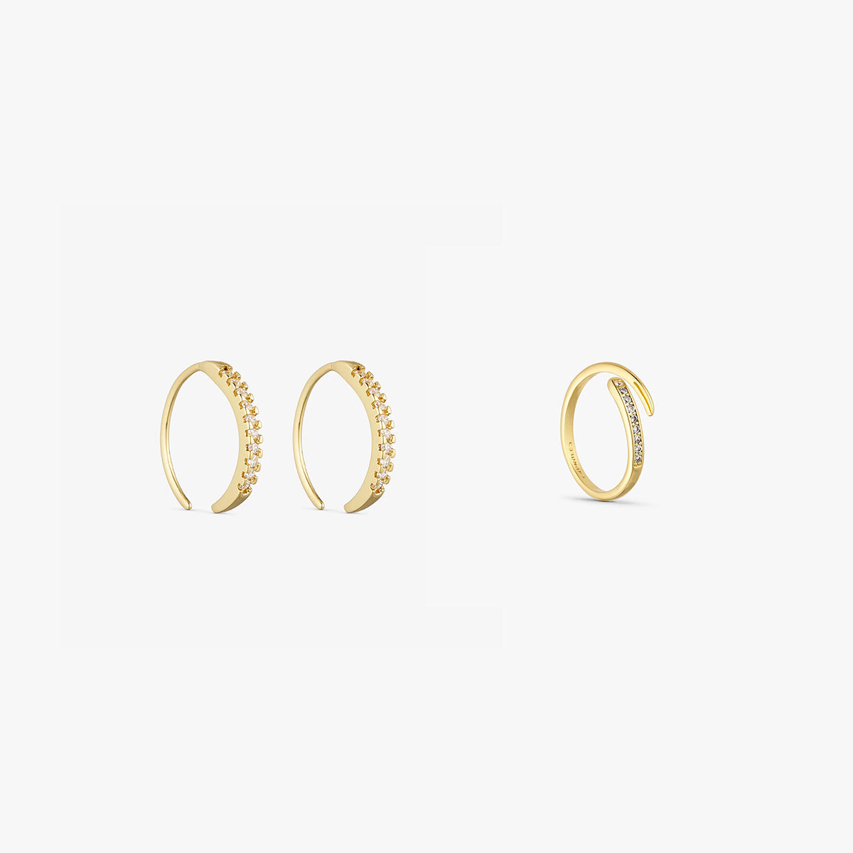 Jewelry set - Elin Earrings / Elin Ring - 18 carat gold plated