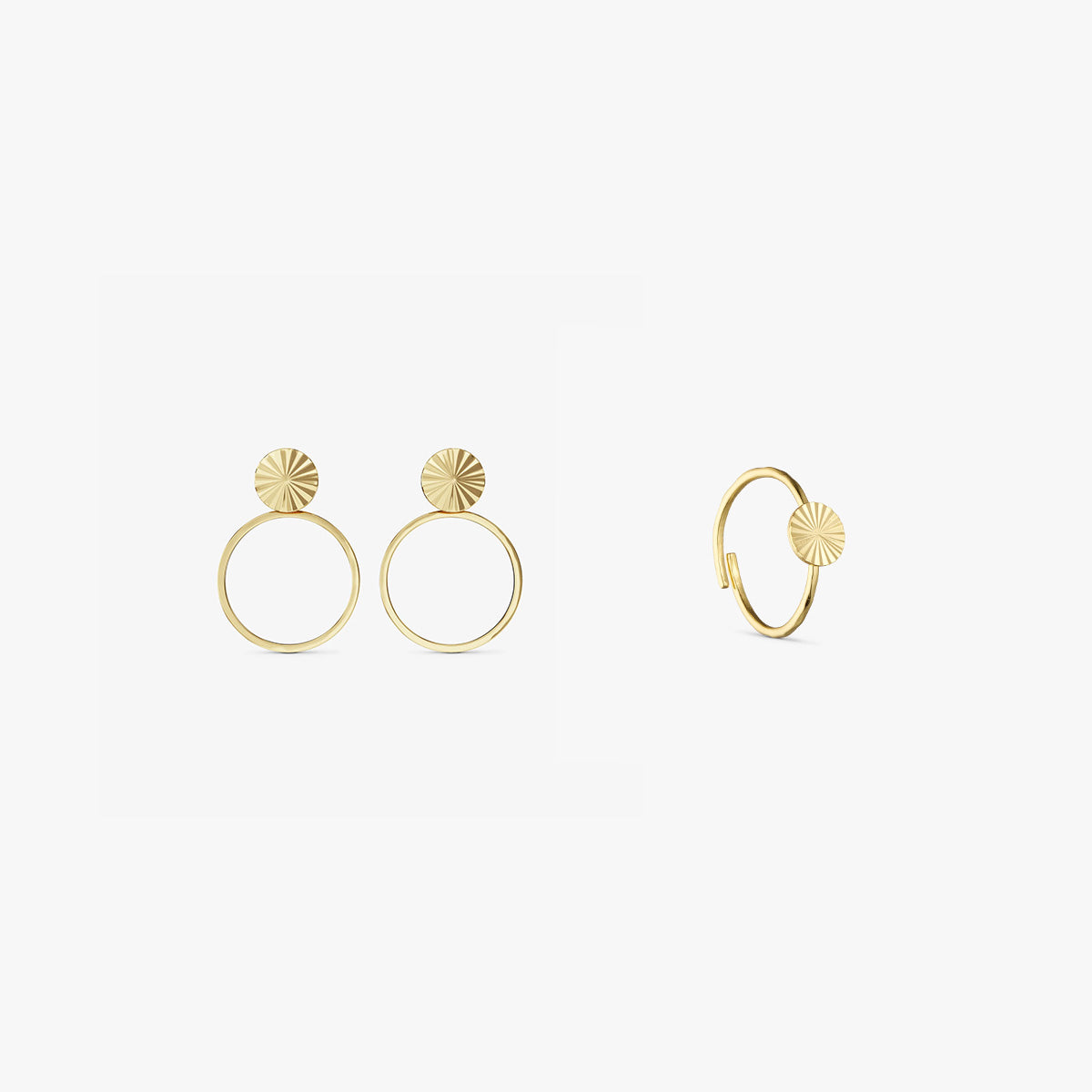 Jewelry set - Scarlett Earrings / Scarlett Ring - 18 carat gold plated