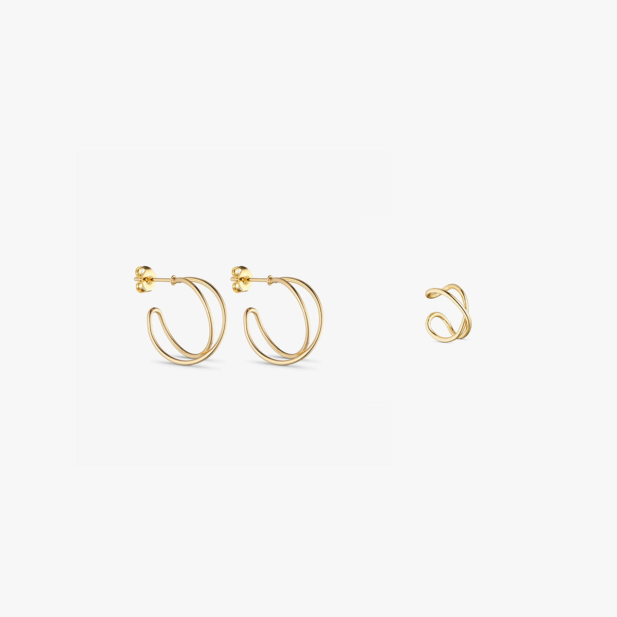 Jewelery set - Mia Earrings SMALL / Mia Earcuff - 18 carat gold-plated