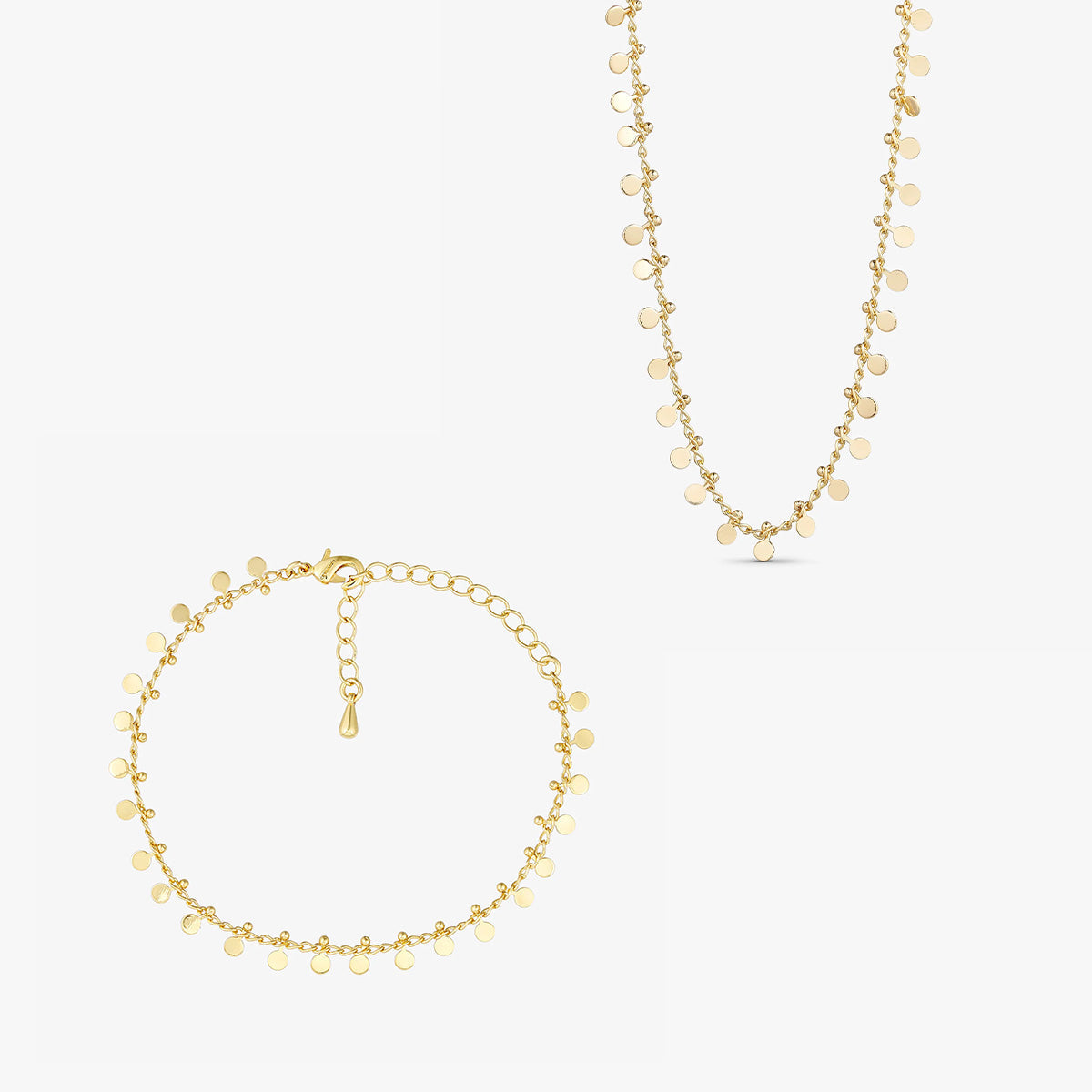 Jewelry set - Ave Necklace / Ave Bracelet - 18 carat gold plated