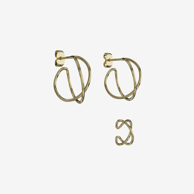 Jewelry Set - Mia Earrings SMALL / Mia Earcuff - 18 carat gold plated