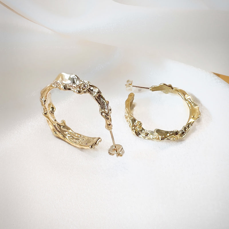 Noelle Earrings BIG - 18 carat gold plated