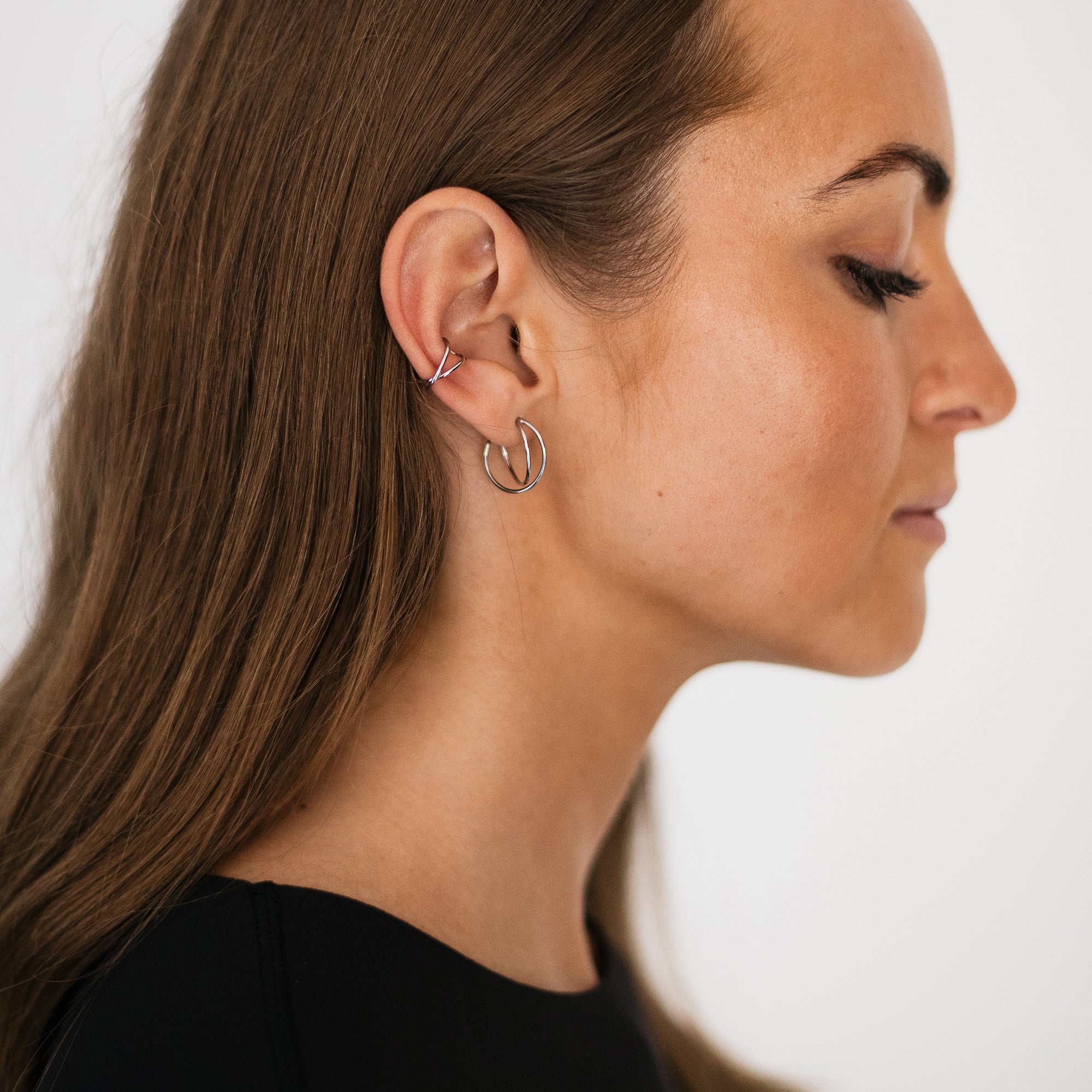 Jewelery set - Mia Earrings SMALL / Mia Earcuff - Silver plated