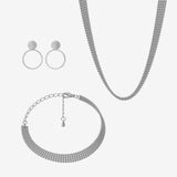 Jewelry Set - Eden Necklace / Eden Bracelet / Scarlett Earrings - Silver Plated