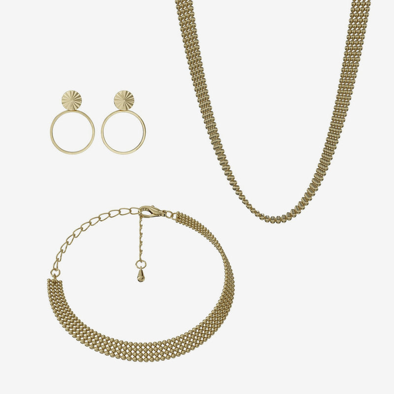 Jewelry Set - Eden Necklace / Eden Bracelet / Scarlett Earrings - 18 carat gold plated